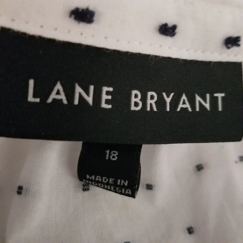Lane Bryant Women's Top Size 18 Long Sleeve Polka Dot Textured Blouse